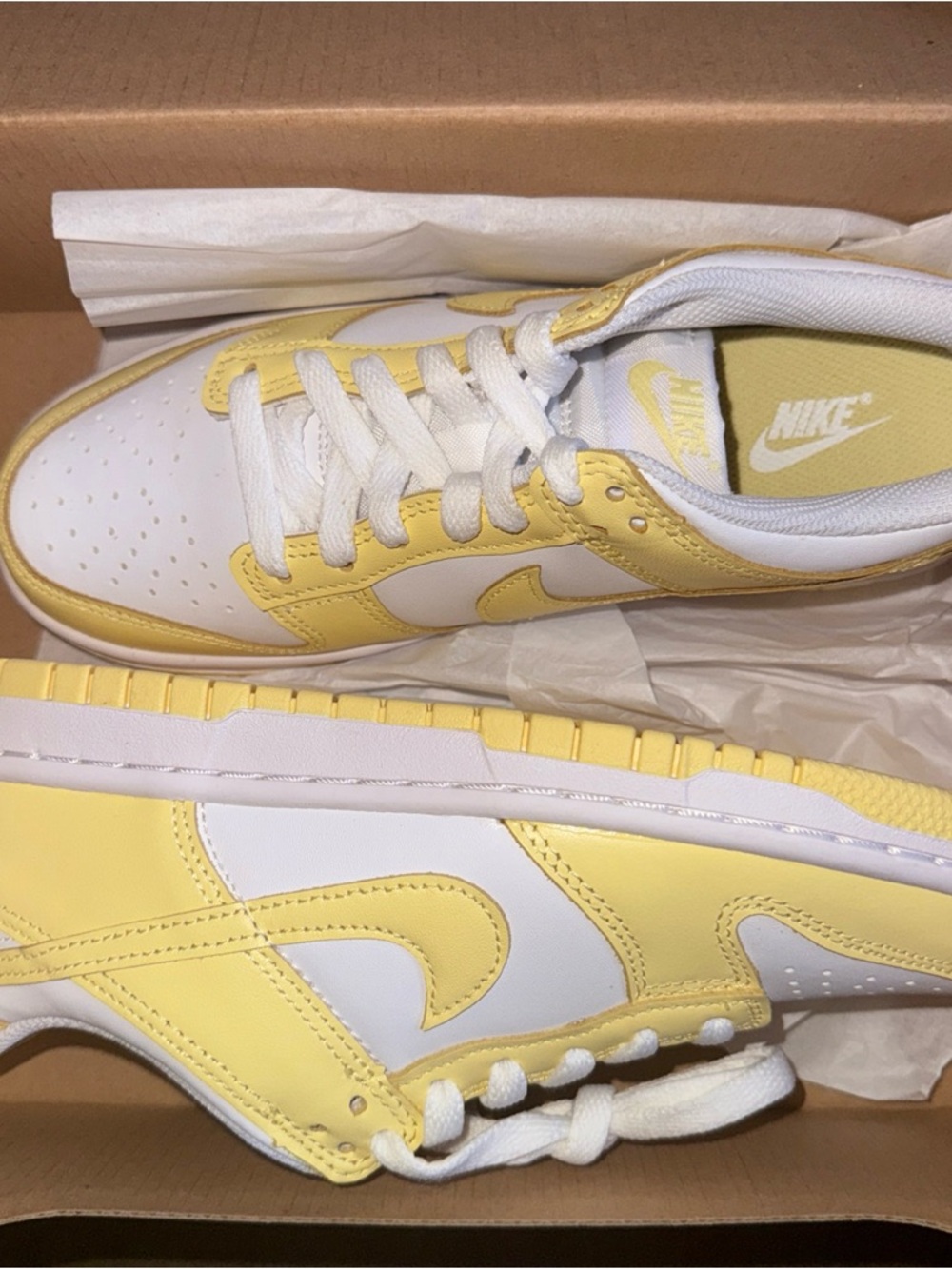 Nike Low-Top Sneakers in White and Pale Yellow